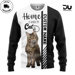 3D “Home Is Where My Maine Coon Is” Custom Name Sweater Apparel