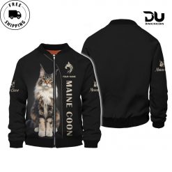 Custom Name 3D Maine Coon Full Print Bomber Gift For Maine Coon Lovers