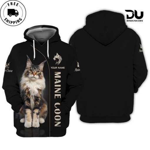 Custom Name 3D Maine Coon Full Print Hoodie Gift For Maine Coon Lovers