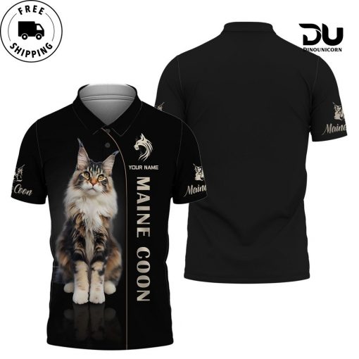 Custom Name 3D Maine Coon Full Print Polo Shirt Gift For Maine Coon Lovers