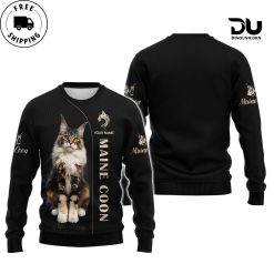 Custom Name 3D Maine Coon Full Print Sweater Gift For Maine Coon Lovers