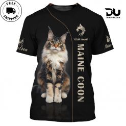 Custom Name 3D Maine Coon Full Print T-Shirt Gift For Maine Coon Lovers