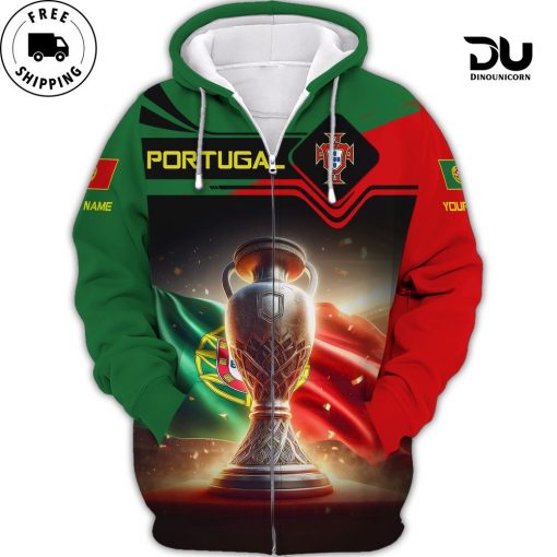 Custom Name Portugal Zip Hoodie