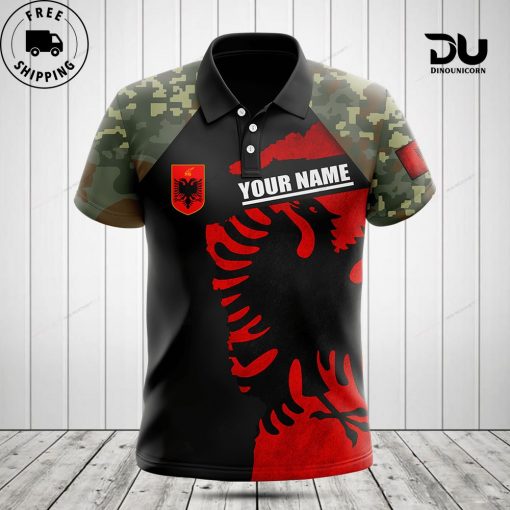 Customize Albania Coat Of Arms Camouflage Polo Shirt