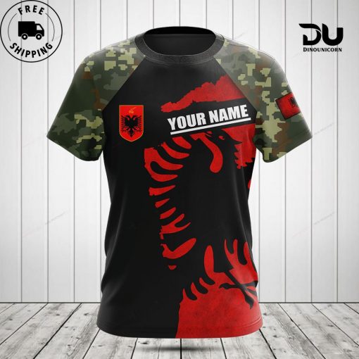 Customize Albania Coat Of Arms Camouflage  T-Shirt