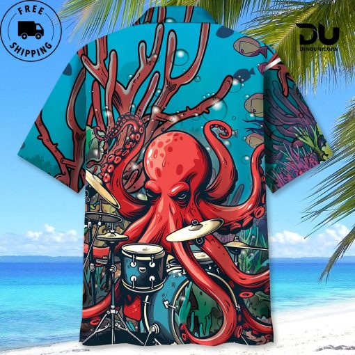 Funny Octopus Drum Hawaiian Shirts