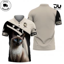 Siameses Cat Personalized Name Polo Shirt Gift For Siameses Cat Lovers