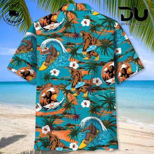 Bigfoot Surfing Hawaiian Shirt