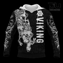 Viking Wolf With Walknut 3D Hoodie